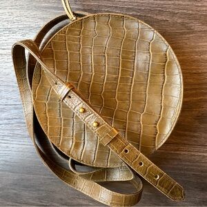 Madewell Olive Green Croc-Embossed Crossbody Bag